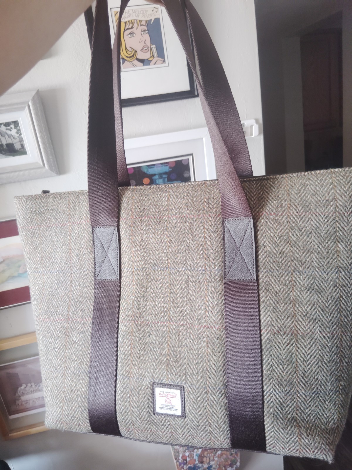 maccessori Harris Tweed Brown Herringbone Tote Bag
