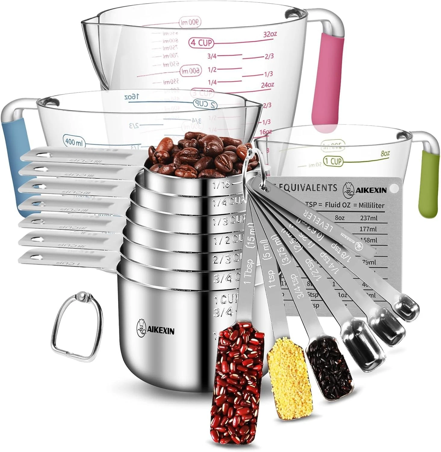 Measuring Cups and Spoons Set of 20 - Stackable Stainless Steel Measuring Cup...