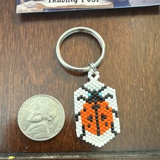 Beaded Ladybug Keychain w/ Detachable Metal Keyring