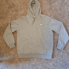 Nike Womens Large L Gray Swoosh Pullover Fleece Hoodie Sportswear