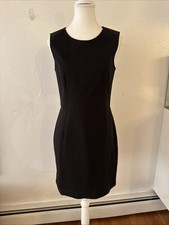 Theory Straight Knee Length Dress 8 Black Sleeveless Perfect Little Black Dress