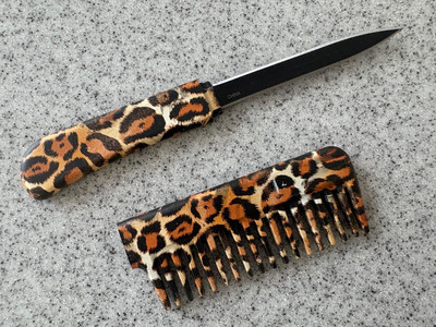 3.25  Fixed Blade Ladies Handbag pocket Knife Animal Print Cheetah  New