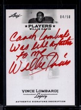 2012 Leaf Vince Lombardi Legacy Willie Davis Autographs Red Ink #/50