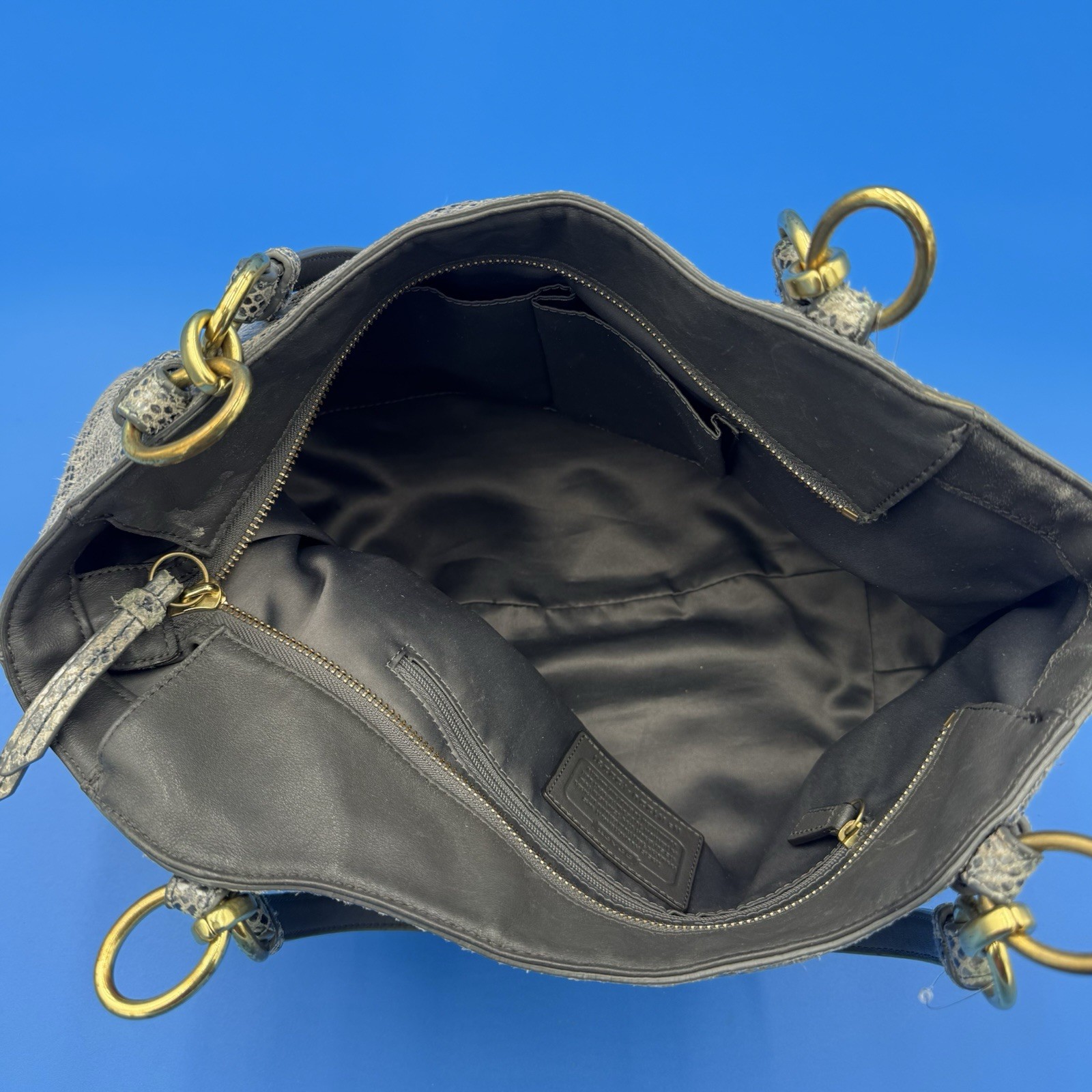 AUTHENTIC COACH EXOTIC PYTHON LEATHER STUDDED TOT… - image 5