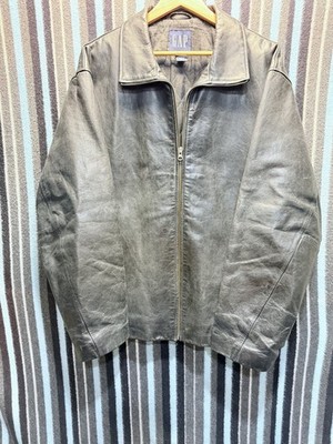 Vintage Gap Black Leather Jacket Men s Size XL Full Zip 90s Y2K Biker Old Money