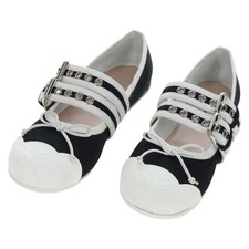 Miu Miu Ballet Shoes Canvas 36.5 Black White Auth 199940M