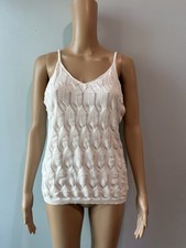 White textured knit v-neck sleeveless camisole tank top summer casual