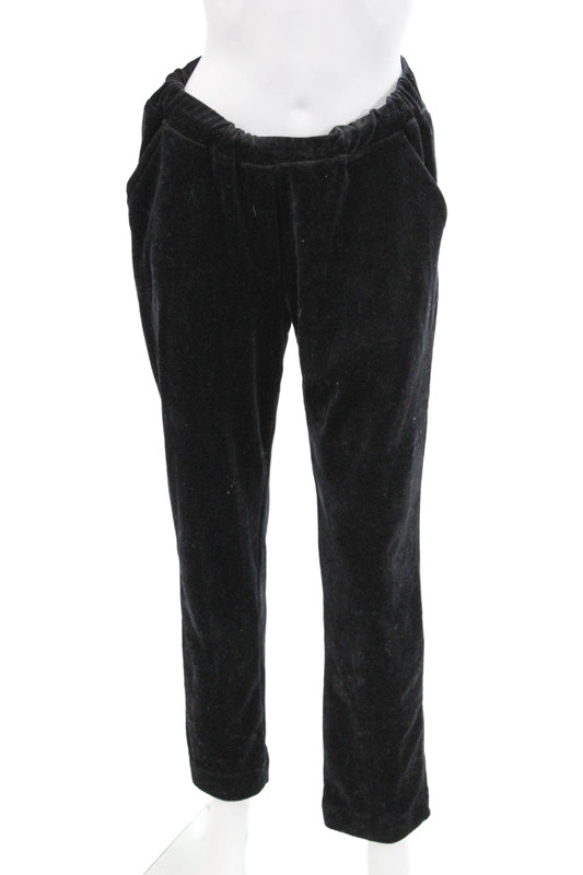 Urban by Alembika Womens Velour High Rise Slim Straight Pants Black Size 2