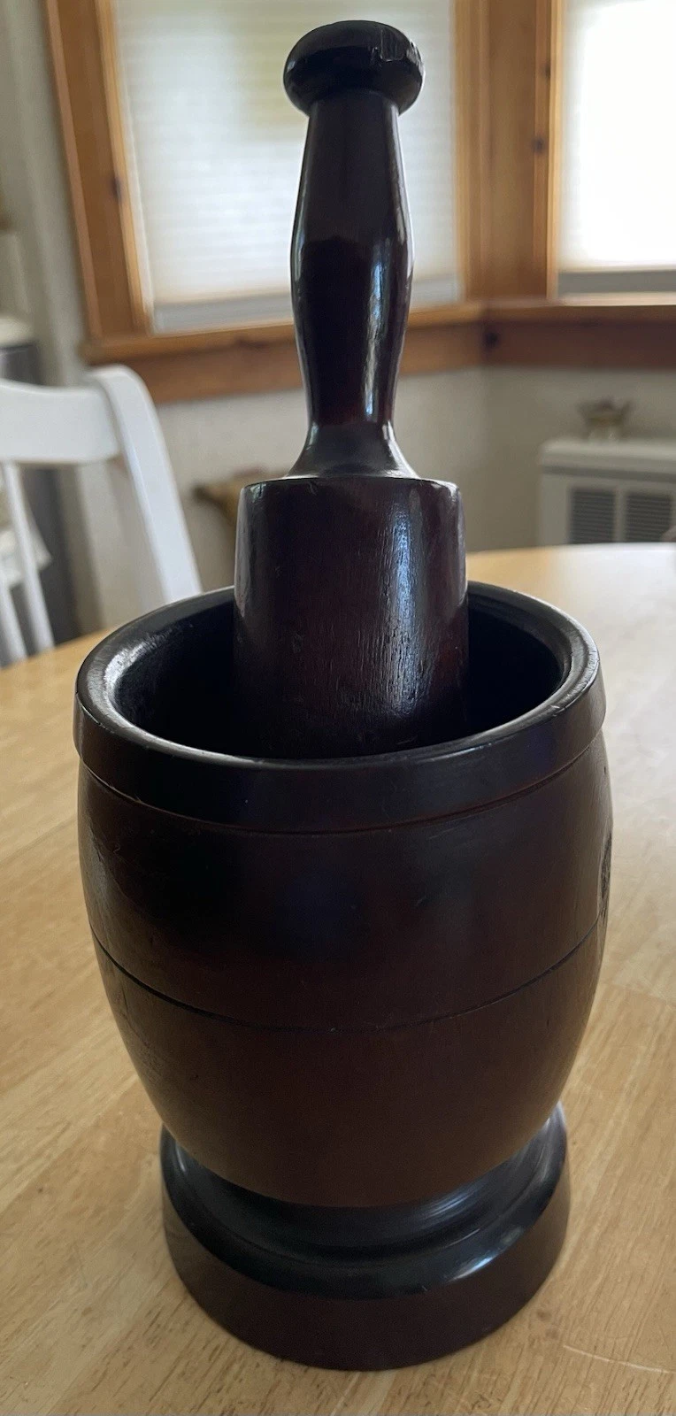 Antique Wood Mortar And Pestle