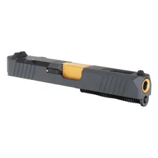 Complete Slide for Glock 19 Gen 3 - Sniper Grey Slide - Gold Ported Barrel