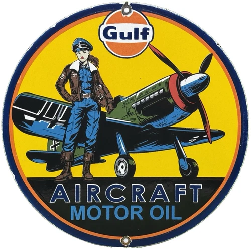 VINTAGE GULF GASOLINE PORCELAIN SIGN GENERAL STORE GAS STATION MOTOR OIL PUMP