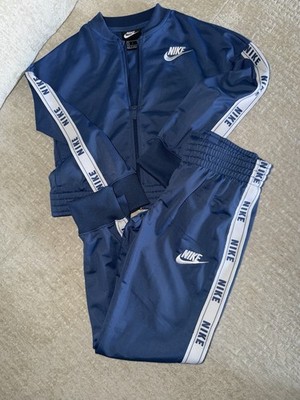 Boys Nike Tracksuit Size S 2-Piece Set Pants Zip Up Jacket Blue White