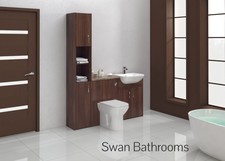 TOBACCO WALNUT BATHROOM FITTED FURNITURE 1500MM WITH TALL UNIT