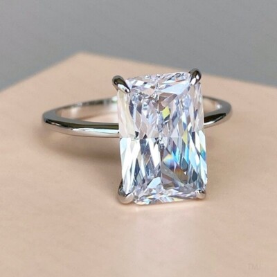 2.25 TCW Radiant Moissanite Solitaire Engagement Ring In 14k White Gold Plated