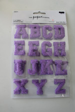 The Paper Studio Set of 26 Alphabet Sticker Patch Letters Purple Color Scrapbook