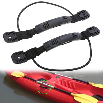 1Pair Kayak Canoe Boat Side Mount Handle with Bungee Cord Accessories Black