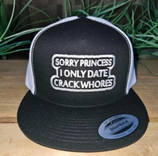 I ONLY DATE CRACK WHORES YP Classics  Flat Bill Trucker Cap Meshback Snapback