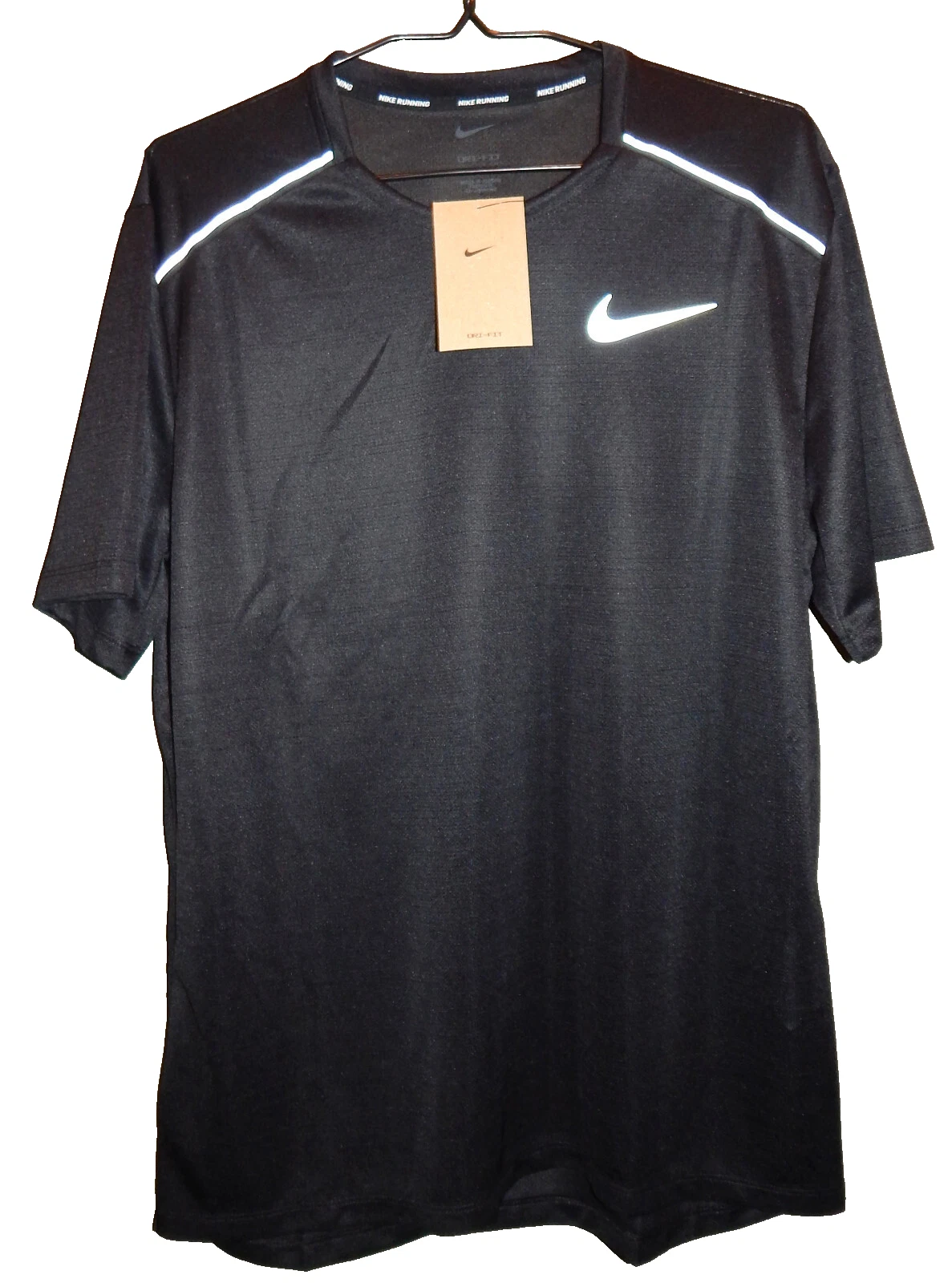 Nike Dri-Fit Miler Men's Running Shirt Size L AJ7565-010 Black