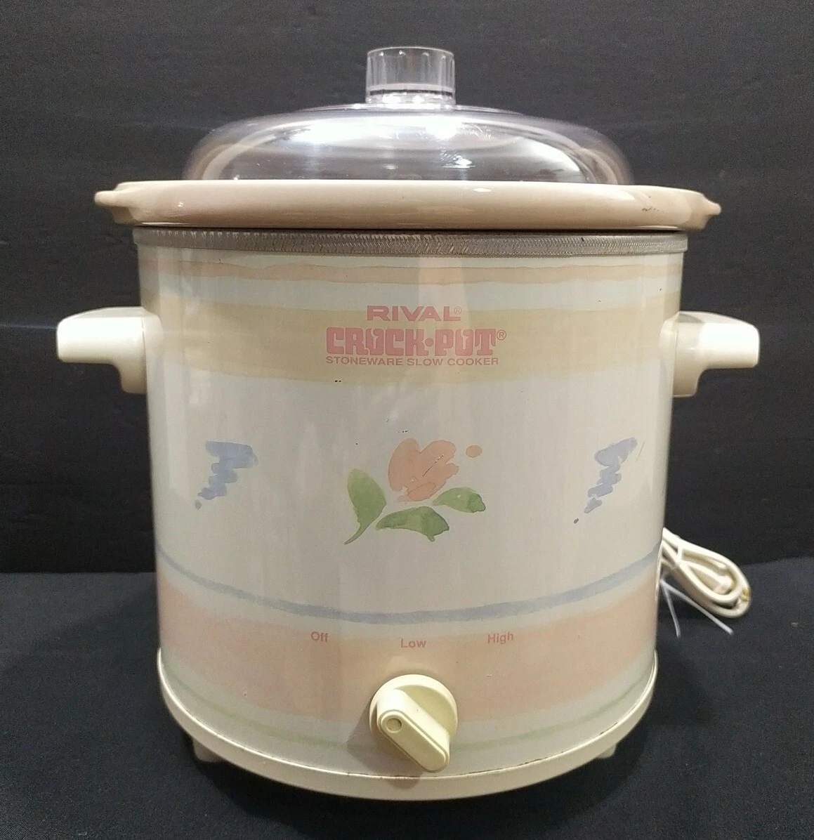 Vintage Rival Crock Pot Blush Pink Pastel Flowers Slow Cooker 3150 2.5 Qt.