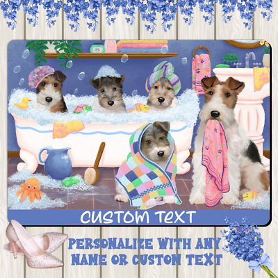 Wire Fox Terrier Dog Floor Mat Personalized Pet Door Mat Valentine Day NWT