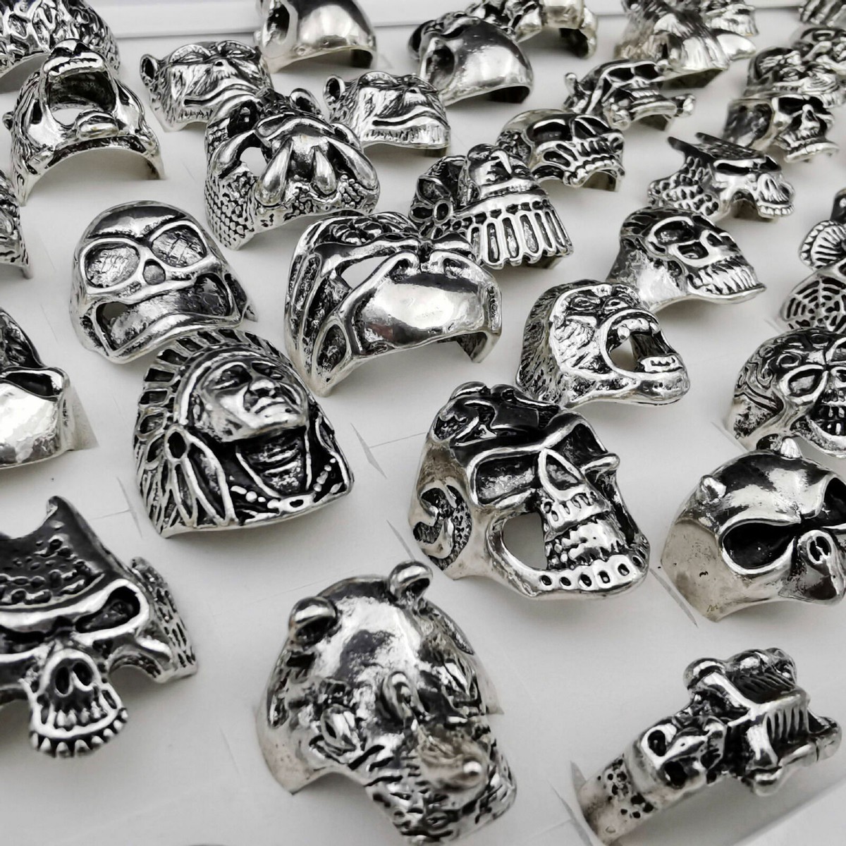 Hot 20pcs Fashion Gothic Mens Skull Bones Biker Ring Men Stainless
