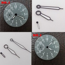 39mm Gray Watch Dial Hand Green Luminous For ETA 6497 6498 Hand Winding Movement