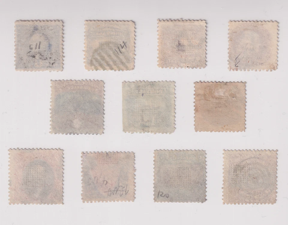 US SC#112-122 Beautiful Stamp Set. Fancy Cancels, Clear Grills, Used CV $5066 - Image 2 of 2