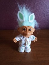 Vintage Russ 5" Easter Bunny Troll 18386 Polka Dot Pajamas,BunnyEars Green Hair