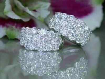 1.89CT Round Cut Diamond Lab-Created Women Huggie Earrings 14K White Gold Plated