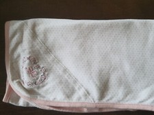 Little Me Baby white Pink polkadots Receiving Blanket 30" flowers bow heart love