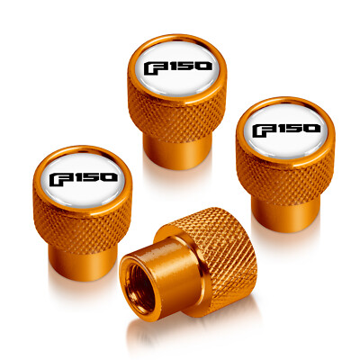 Ford F-150 2015 up in White on Golden Aluminum Tire Valve Stem Caps