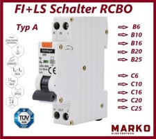 FI/LS-Schalter Leitungsschutzschalter Fi-Schalter Kombination RCBO 6-25A 30mA  A