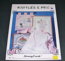 STONEY CREEK COUNTED CROSS STITCH OOP LEAFLET BOOK RATTLES PINS 1987 BK50 OOP