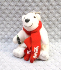 Coca Cola Bean Bag 6" Plush Polar Bear with Red Scarf 1998