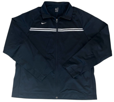 Vintage TROJANS Nike Team Jacket Size Large Black Full Zip Long Sleeves Pockets