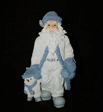 VINTAGE BLUE AND WHITE SNOW BUDDIES SANTA W/POWDER AND BAG ENCORE GROUP INC 1998