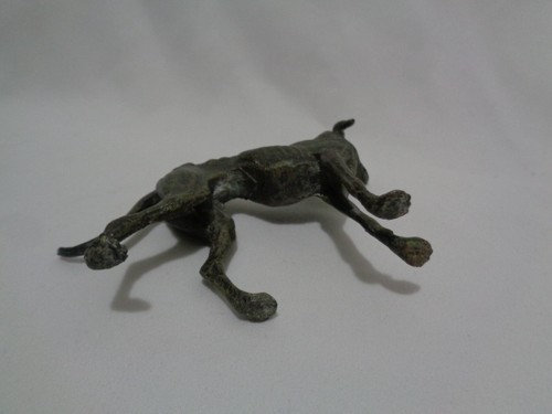 Perro de plomo galgo pintado de frío antiguo de Alemania - Imagen 9 de 11