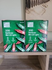 2x Home Accents 100 Red / Green Mini LED Lights Indoor/Outdoor Christmas Lights