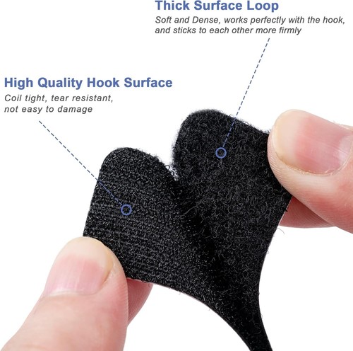 20 Sets Heavy Duty Hook & Loop Adhesive Strips: Sticky Back Fastener 2x4” Black - 第 2/7 張圖片