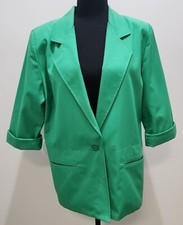 VTG 1960s 70s Koret Green Blazer Coat Size 8 - 3/4 Sleeve Blazer Womens