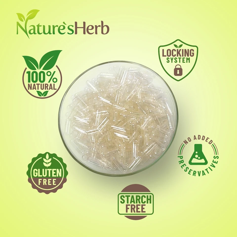 HPMC Empty Capsules Size 0# Vegan Clear Pharmaceutical Grade Caps UK - Image 2 of 4