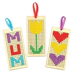Wooden Bookmark Cross Stitch Kits, 4 Pack