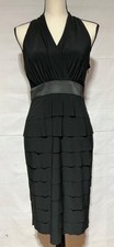 JONES WEAR Sz 4 black sleeveless layered look party cocktail career dress