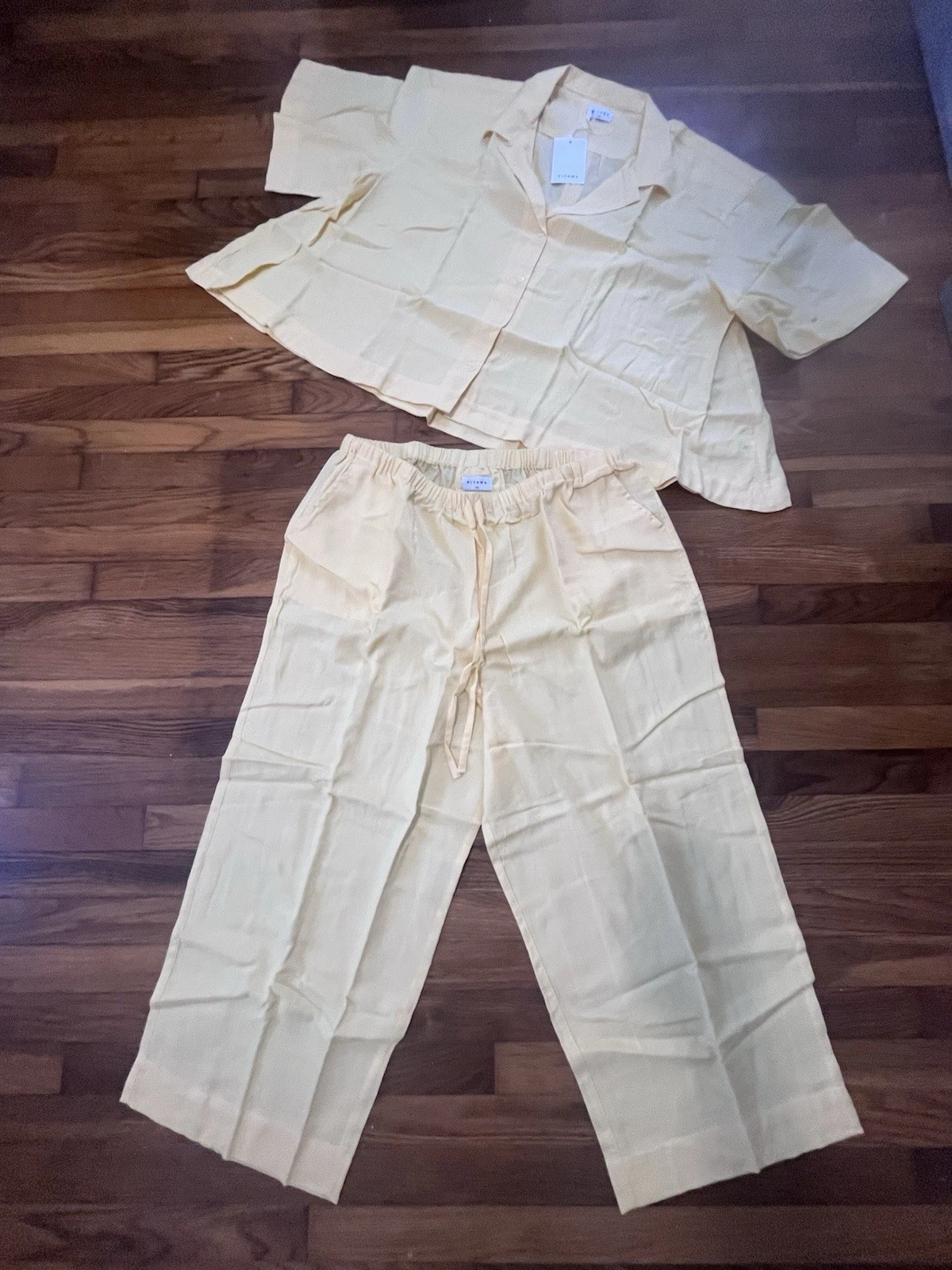 Piyama Lounge Set XXL Collared Short Sleeve Cotton Lyocell Linen Yellow
Opens in a new window or tab