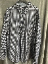 Chaps Dress Shirt Button Down Blue White Checkered Regular Fit Twill Mens XXL 