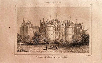 GRAVUR FRANKREICH 16. Jh. '' CHATEAU DE CHAMBORD ''