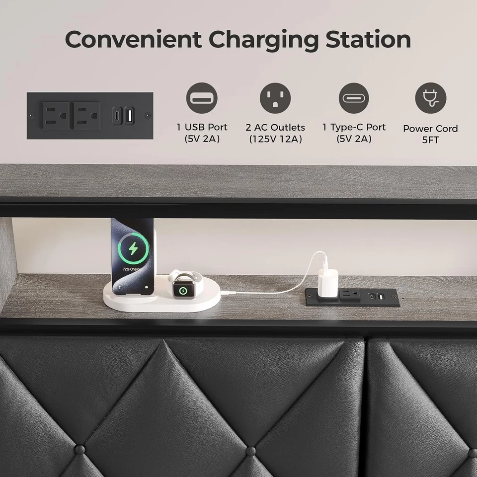 Cabecero Queen Only, Cabecero para Cama Queen Size con Almacenamiento, Hea Tapizado Foto 4 de 4