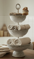 Etagere 3-StöCkig In Weiß Mit 2 Schalen Aus Metall Im Shabby Chic Landhausstil