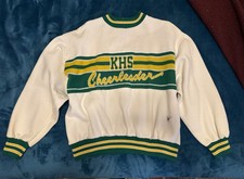 Large Green And White Varsity spirit fashion Made In USA Cheerleader Sweater
