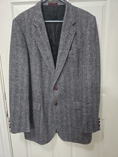 Vintage English Manor Mens Tweed Gray Herringbone Sports Coat 42 EL